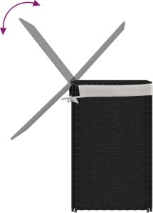 vidaXL Kosz na pranie z 2 komorami, czarny, 53x35x57 cm, polirattan 7