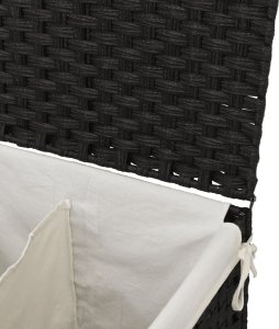 vidaXL Kosz na pranie z 2 komorami, czarny, 53x35x57 cm, polirattan 8