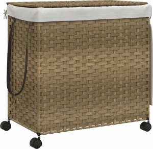 vidaXL Kosz na pranie z kółkami, 60x35x60,5 cm, rattan 2