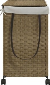 vidaXL Kosz na pranie z kółkami, 60x35x60,5 cm, rattan 4