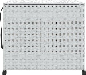 vidaXL Kosz na pranie z kółkami, biały, 66x35x60 cm, rattan 3