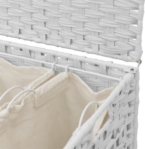vidaXL Kosz na pranie z kółkami, biały, 66x35x60 cm, rattan 8