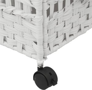 vidaXL Kosz na pranie z kółkami, biały, 66x35x60 cm, rattan 9