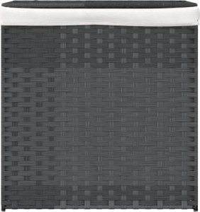 vidaXL Kosz na pranie z 2 komorami, szary, 53x35x57 cm, polirattan 3