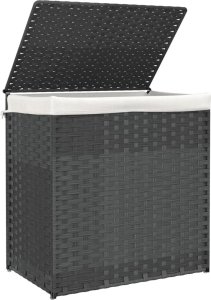 vidaXL Kosz na pranie z 2 komorami, szary, 53x35x57 cm, polirattan 4