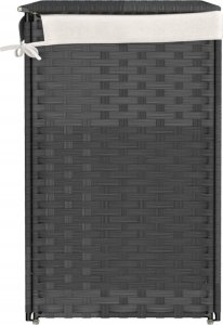 vidaXL Kosz na pranie z 2 komorami, szary, 53x35x57 cm, polirattan 5