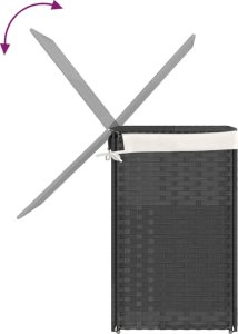 vidaXL Kosz na pranie z 2 komorami, szary, 53x35x57 cm, polirattan 7