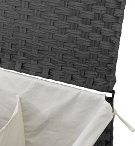 vidaXL Kosz na pranie z 2 komorami, szary, 53x35x57 cm, polirattan 8