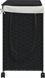 vidaXL Kosz na pranie z kółkami, czarny, 60x35x60,5 cm, rattan 5