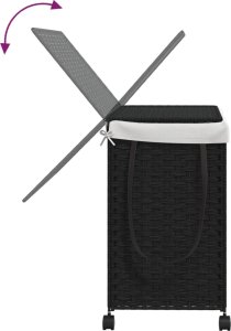 vidaXL Kosz na pranie z kółkami, czarny, 60x35x60,5 cm, rattan 7