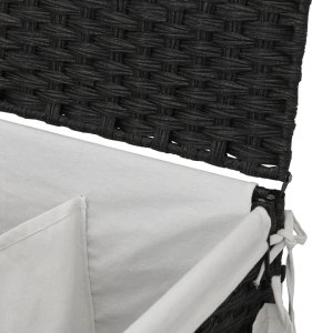 vidaXL Kosz na pranie z kółkami, czarny, 60x35x60,5 cm, rattan 8