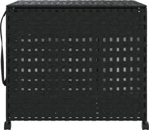 vidaXL Kosz na pranie z kółkami, czarny, 66x35x60 cm, rattan 3