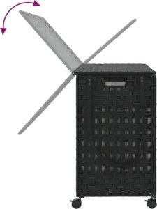 vidaXL Kosz na pranie z kółkami, czarny, 66x35x60 cm, rattan 7