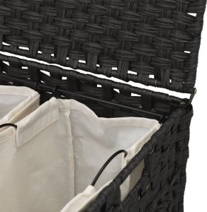 vidaXL Kosz na pranie z kółkami, czarny, 66x35x60 cm, rattan 8