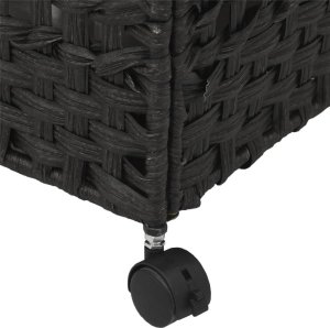 vidaXL Kosz na pranie z kółkami, czarny, 66x35x60 cm, rattan 9