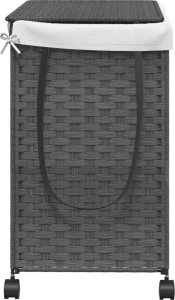 vidaXL Kosz na pranie z kółkami, szary, 60x35x60,5 cm, rattan 5