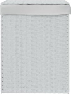 vidaXL Kosz na pranie z pokrywą, biały, 46x33x60 cm, polirattan 3