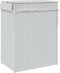 vidaXL Kosz na pranie z pokrywą, biały, 46x33x60 cm, polirattan 6