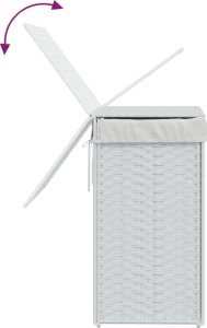 vidaXL Kosz na pranie z pokrywą, biały, 46x33x60 cm, polirattan 7