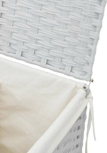 vidaXL Kosz na pranie z pokrywą, biały, 46x33x60 cm, polirattan 8