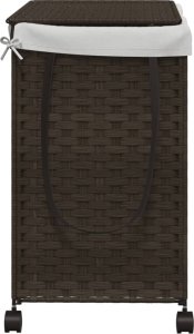 vidaXL Kosz na pranie z kółkami, ciemny brąz, 60x35x60,5 cm, rattan 5