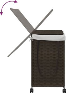 vidaXL Kosz na pranie z kółkami, ciemny brąz, 60x35x60,5 cm, rattan 7