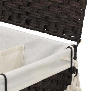 vidaXL Kosz na pranie z kółkami, ciemny brąz, 60x35x60,5 cm, rattan 8