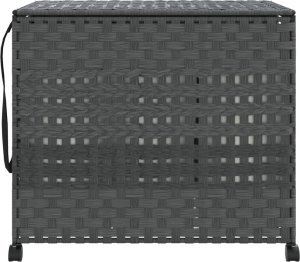vidaXL Kosz na pranie z kółkami, szary, 66x35x60 cm, rattan 3