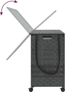 vidaXL Kosz na pranie z kółkami, szary, 66x35x60 cm, rattan 7