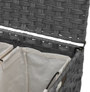 vidaXL Kosz na pranie z kółkami, szary, 66x35x60 cm, rattan 8