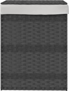 vidaXL Kosz na pranie z pokrywą, szary, 46x33x60 cm, polirattan 3
