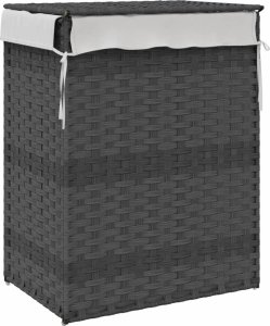 vidaXL Kosz na pranie z pokrywą, szary, 46x33x60 cm, polirattan 6