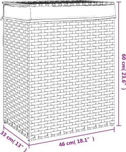 vidaXL Kosz na pranie z pokrywą, szary, 46x33x60 cm, polirattan 9