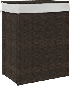 vidaXL Kosz na pranie z pokrywą, ciemny brąz, 46x33x60 cm, polirattan 2
