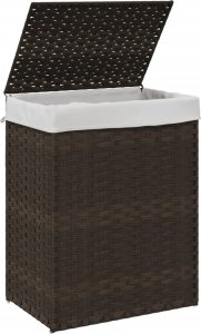 vidaXL Kosz na pranie z pokrywą, ciemny brąz, 46x33x60 cm, polirattan 4