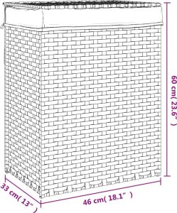 vidaXL Kosz na pranie z pokrywą, ciemny brąz, 46x33x60 cm, polirattan 9