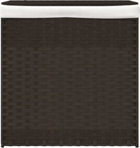 vidaXL Kosz na pranie, 2 komory, ciemny brąz, 53x35x57 cm, polirattan 3
