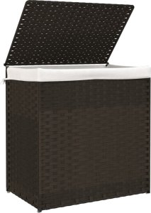vidaXL Kosz na pranie, 2 komory, ciemny brąz, 53x35x57 cm, polirattan 4