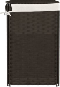 vidaXL Kosz na pranie, 2 komory, ciemny brąz, 53x35x57 cm, polirattan 5