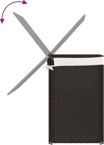 vidaXL Kosz na pranie, 2 komory, ciemny brąz, 53x35x57 cm, polirattan 7