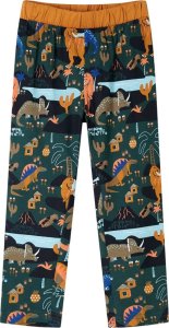 vidaXL Piżama dziecięca z długimi rękawami, w dinozaury, ciemnozielona, 104 4