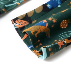 vidaXL Piżama dziecięca z długimi rękawami, w dinozaury, ciemnozielona, 104 7