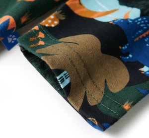 vidaXL Piżama dziecięca z długimi rękawami, w dinozaury, ciemnozielona, 92 8