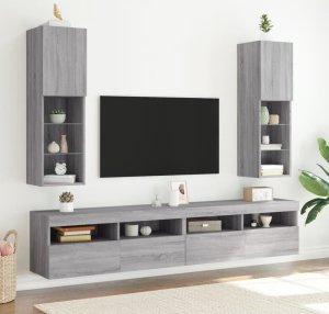 vidaXL Szafka TV z LED, szary dąb sonoma, 30,5x30x102 cm 3