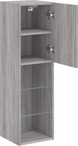 vidaXL Szafka TV z LED, szary dąb sonoma, 30,5x30x102 cm 8