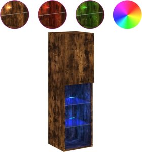 vidaXL Szafka TV z LED, przydymiony dąb, 30,5x30x102 cm 2