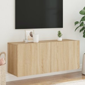 vidaXL vidaXL Szafka pod telewizor, ścienna, dąb sonoma, 100x30x41 cm 1