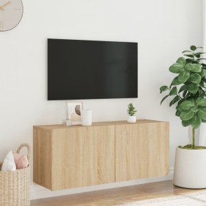 vidaXL Szafka pod telewizor, ścienna, dąb sonoma, 100x30x41 cm 3