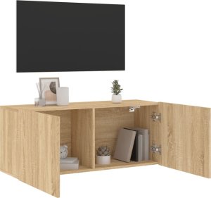 vidaXL Szafka pod telewizor, ścienna, dąb sonoma, 100x30x41 cm 4