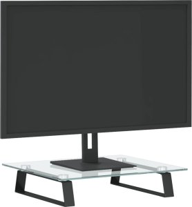 vidaXL Podstawka pod monitor, czarna, 40x35x8cm, szkło hartowane metal 3